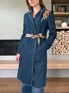Vintage cotton denim longline jacket xs to small